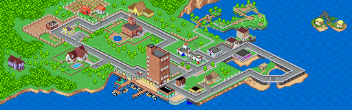 A map of SimValley, the location of The Sims Bustin' Out.