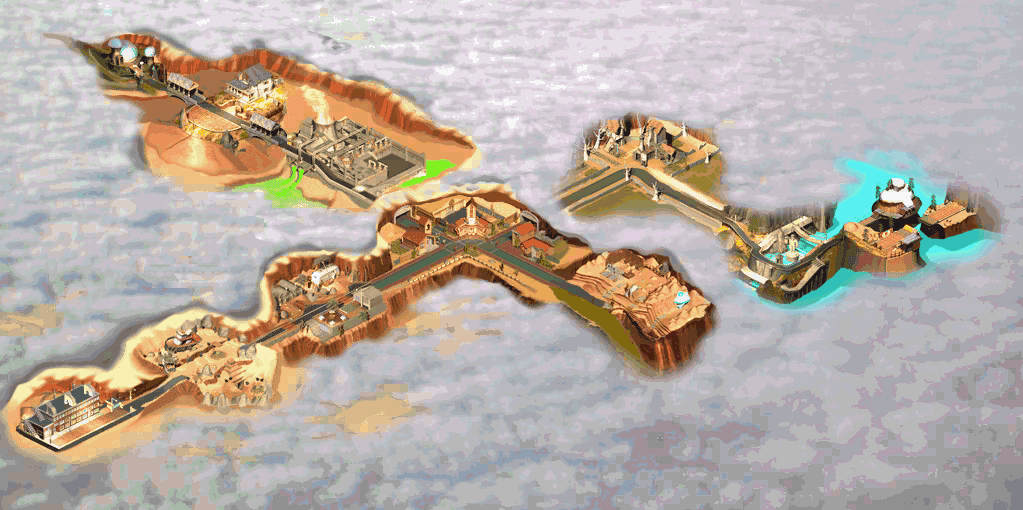 A map of Strangetown, the location of The Sims 2 for Nintendo DS and Game Boy Advance.
